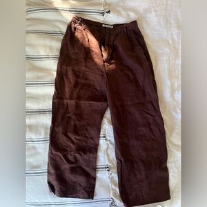 Reformation cropped brown linen trousers